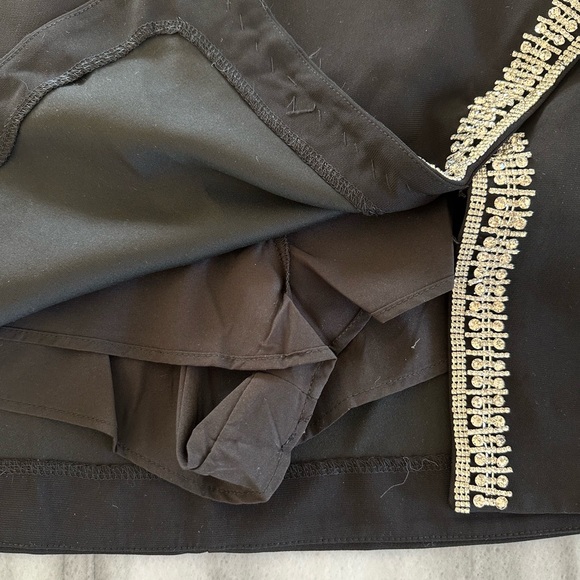 Black Crystal Rhinestone Diamond Skirt with Slit M NEW - Picture 5 of 6